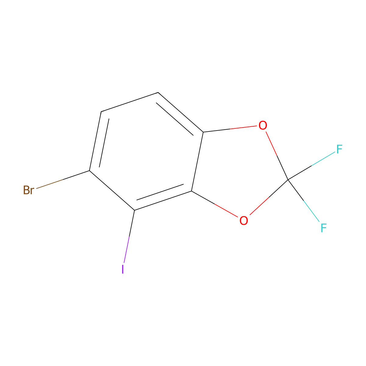 5-Bromo-2,2-difluoro-4-iodobenzo[d][1,3]dioxole molecular structure, CAS 681136-90-3