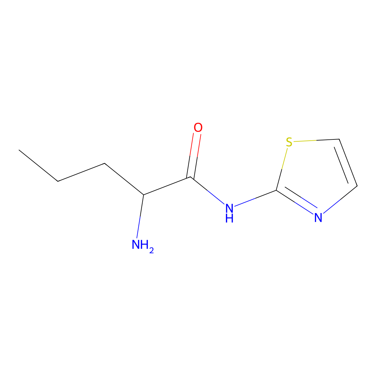 2-amino-N-(1,3-thiazol-2-yl)pentanamide molecular structure, CAS 681143-24-8