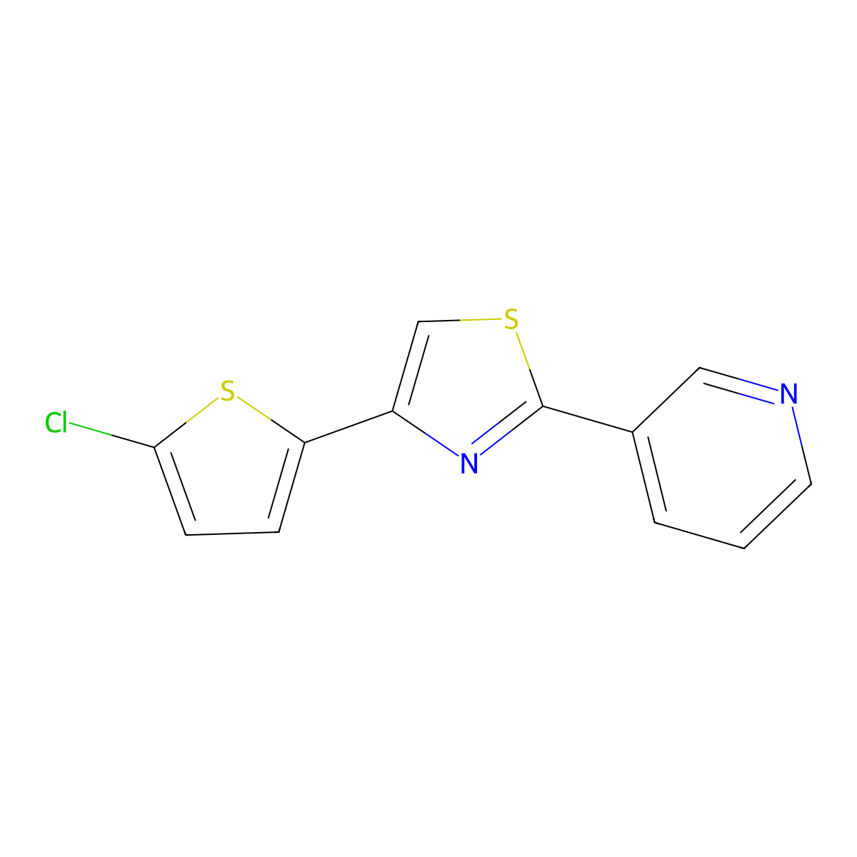 4-(5-Chlorothiophen-2-yl)-2-pyridin-3-yl-1,3-thiazole molecular structure, CAS 681145-72-2