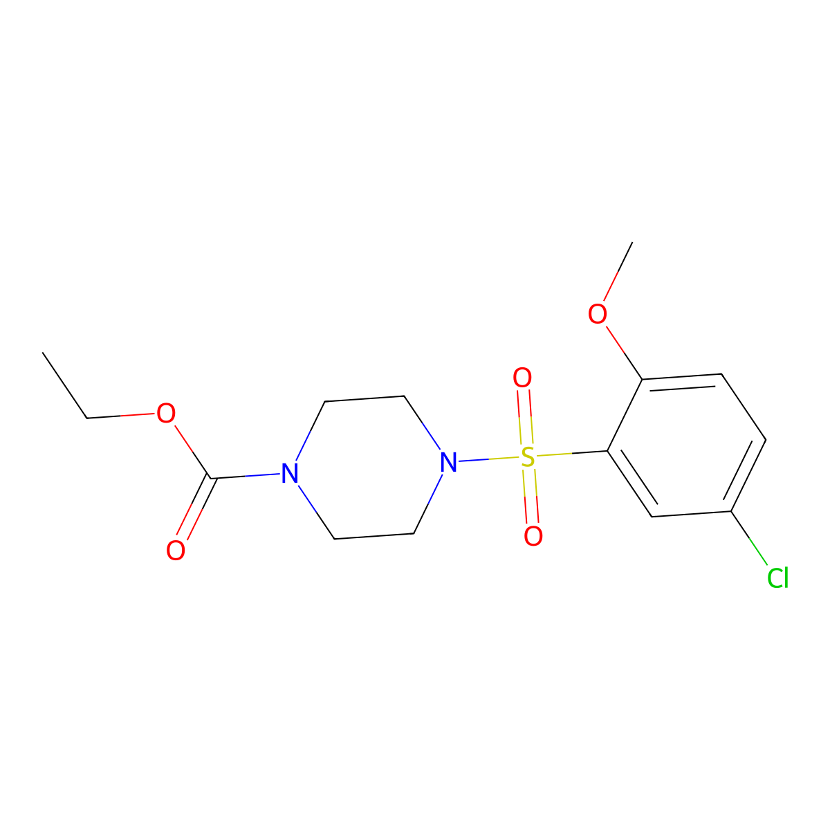 Piperazine-1-carboxylic acid, 4-(5-chloro-2-methoxybenzenesulfonyl)-, ethyl ester molecular structure, CAS 681145-87-9