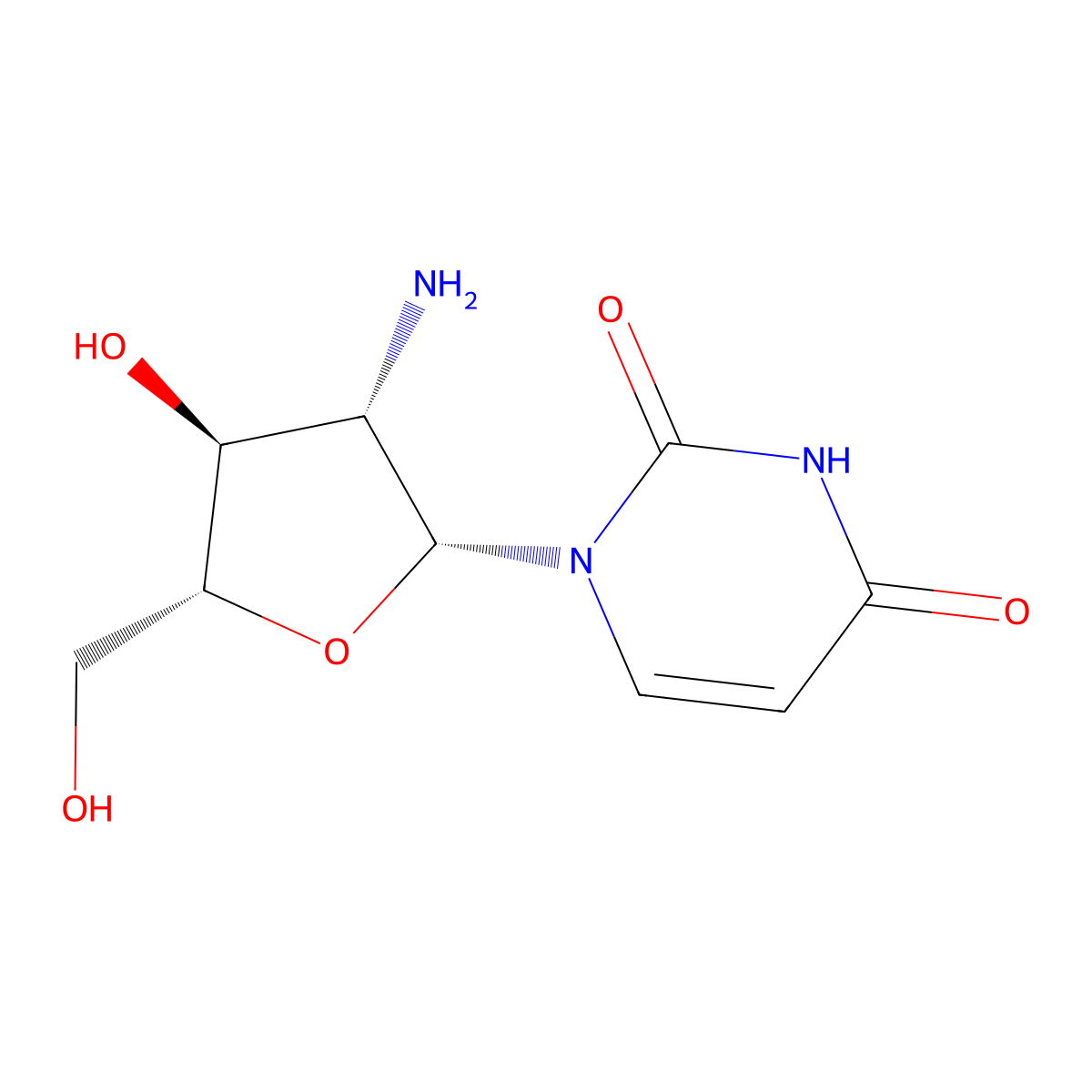 2'-Amino-2'-deoxy-beta-d-arabinouridine molecular structure, CAS 68115-81-1