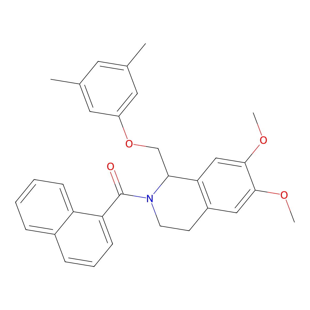 (1-((3,5-dimethylphenoxy)methyl)-6,7-dimethoxy-3,4-dihydroisoquinolin-2(1H)-yl)(naphthalen-1-yl)methanone molecular structure, CAS 681153-80-0