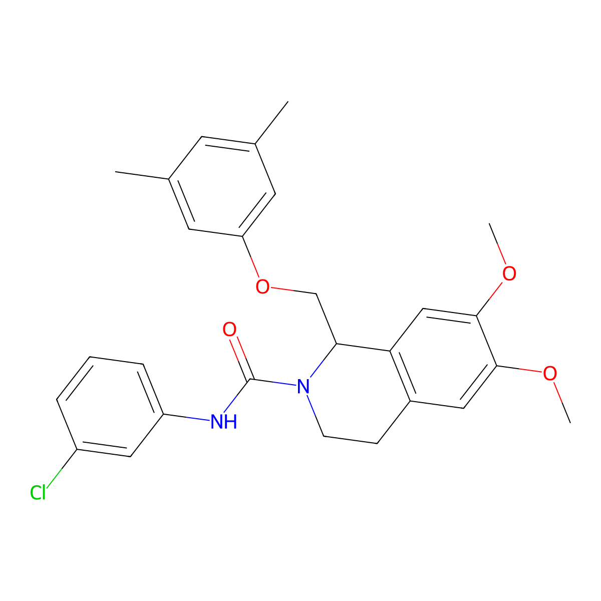 N-(3-chlorophenyl)-1-((3,5-dimethylphenoxy)methyl)-6,7-dimethoxy-3,4-dihydroisoquinoline-2(1H)-carboxamide molecular structure, CAS 681154-04-1