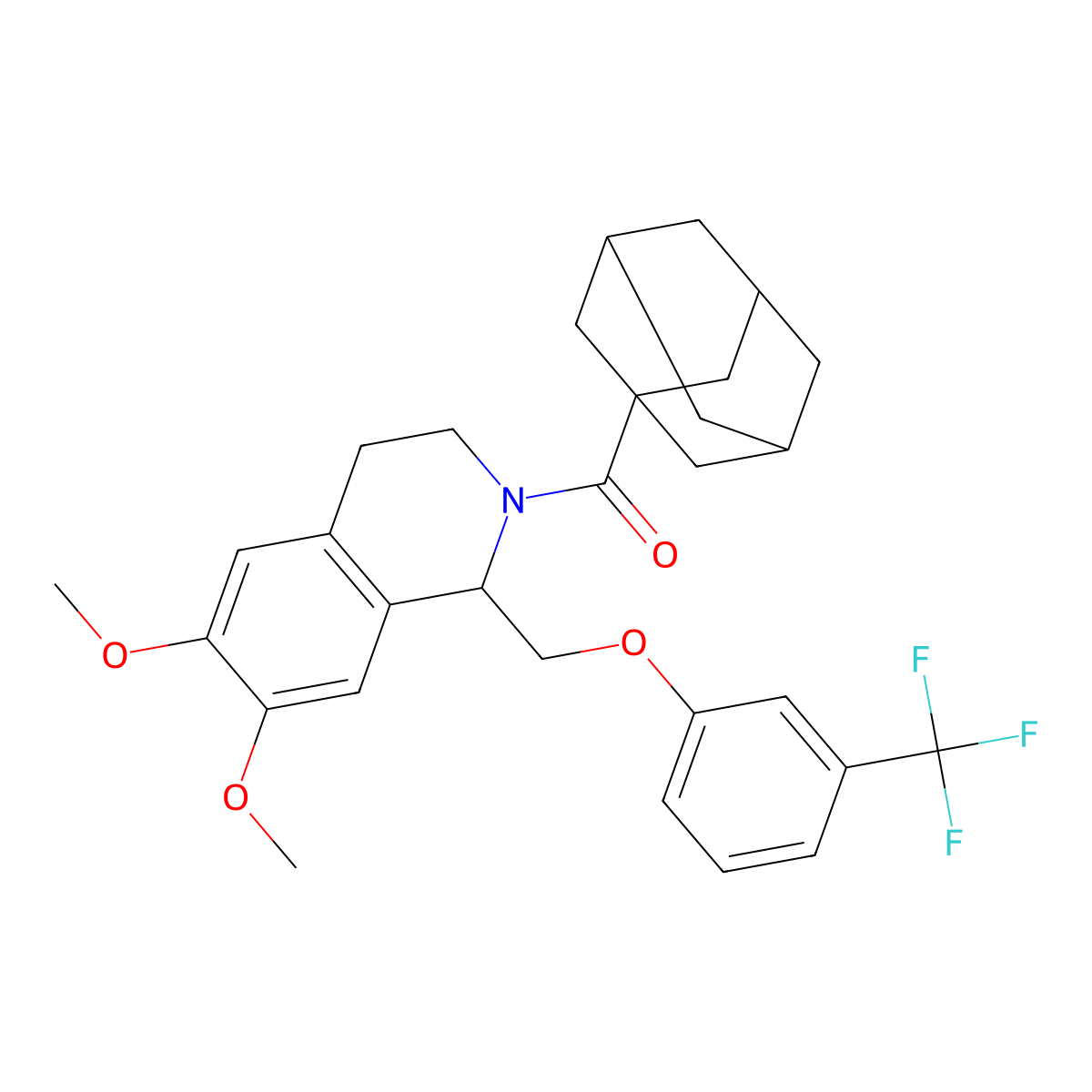 1-adamantyl-[6,7-dimethoxy-1-[[3-(trifluoromethyl)phenoxy]methyl]-3,4-dihydro-1H-isoquinolin-2-yl]methanone molecular structure, CAS 681154-27-8