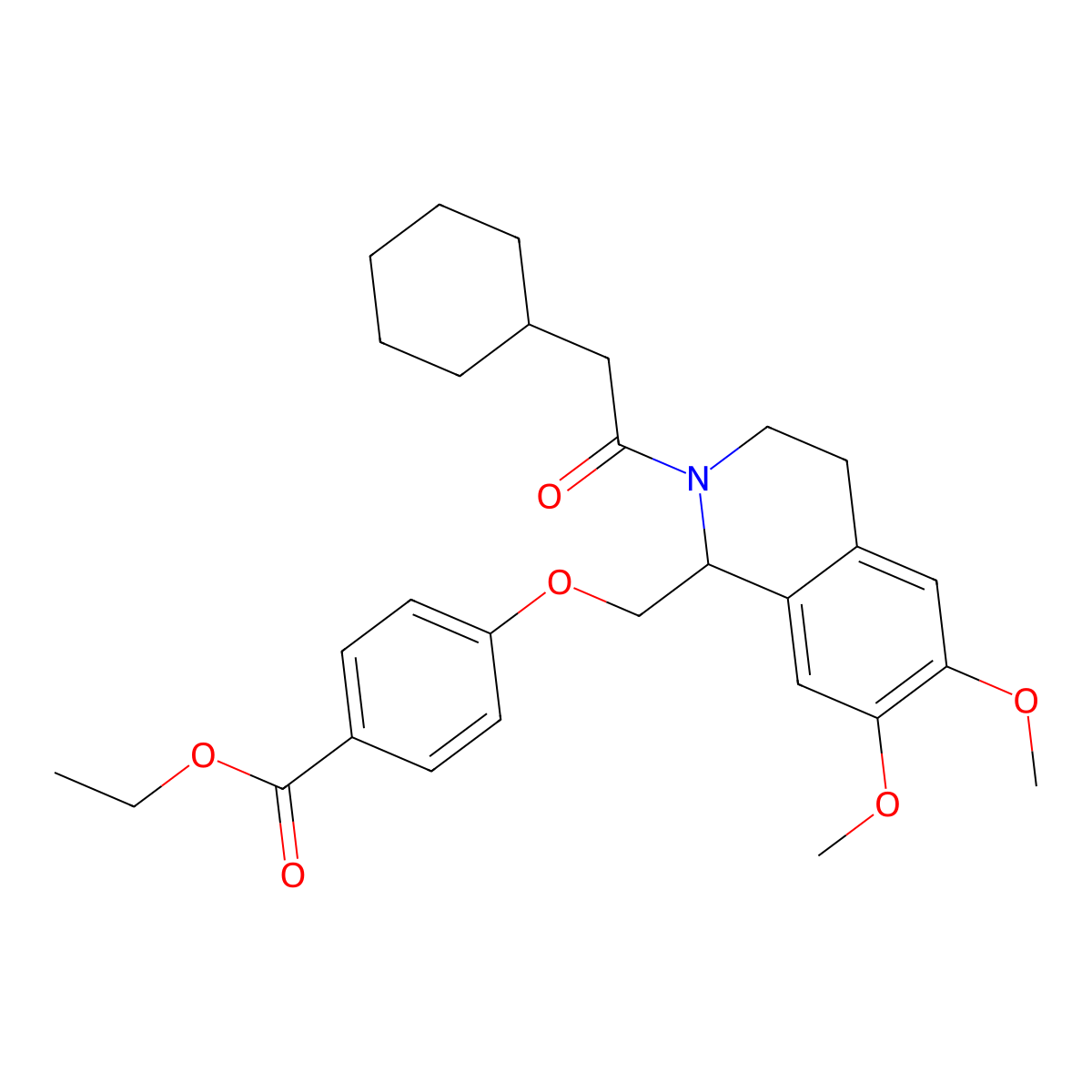 Ethyl 4-[[2-(2-cyclohexylacetyl)-6,7-dimethoxy-3,4-dihydro-1H-isoquinolin-1-yl]methoxy]benzoate molecular structure, CAS 681155-11-3