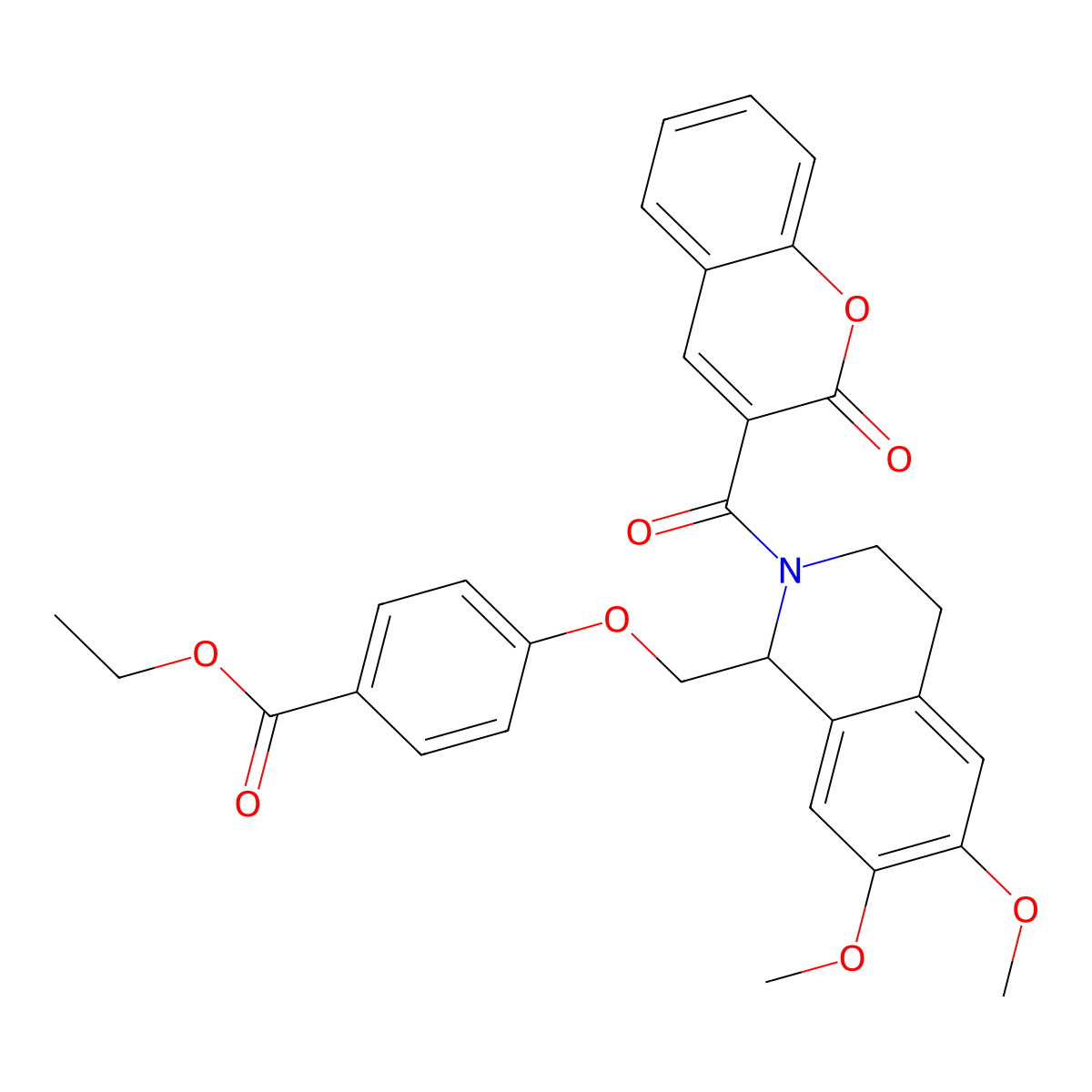ethyl 4-((6,7-dimethoxy-2-(2-oxo-2H-chromene-3-carbonyl)-1,2,3,4-tetrahydroisoquinolin-1-yl)methoxy)benzoate molecular structure, CAS 681155-45-3