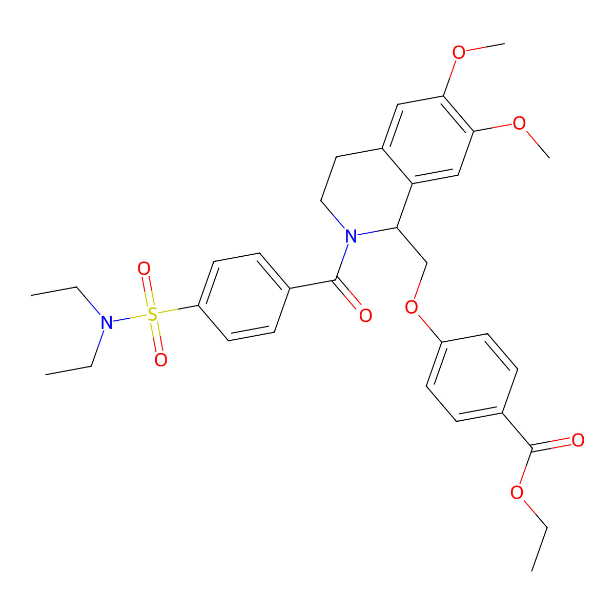 ethyl 4-((2-(4-(N,N-diethylsulfamoyl)benzoyl)-6,7-dimethoxy-1,2,3,4-tetrahydroisoquinolin-1-yl)methoxy)benzoate molecular structure, CAS 681155-49-7