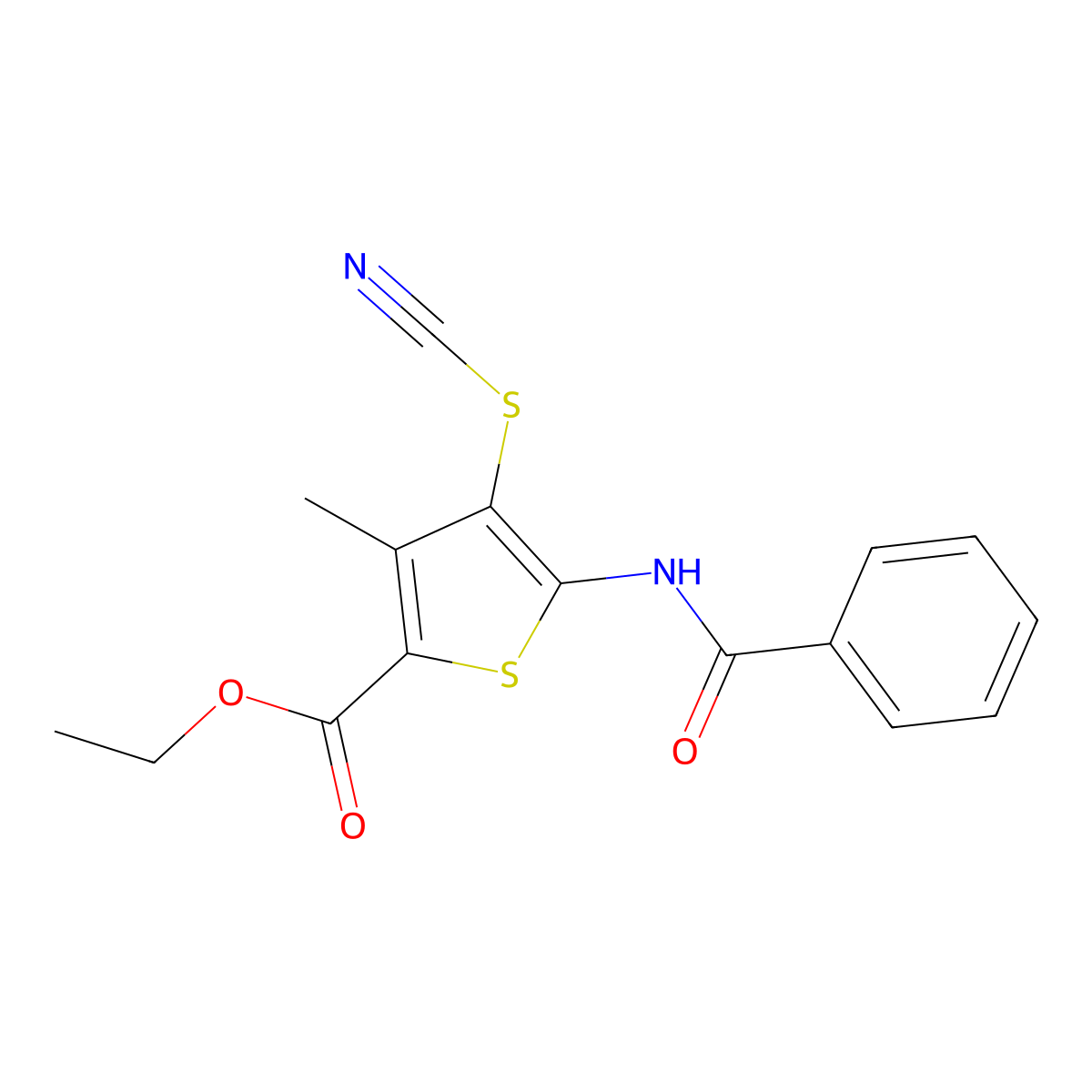 Ethyl 5-benzamido-3-methyl-4-thiocyanatothiophene-2-carboxylate molecular structure, CAS 681156-26-3