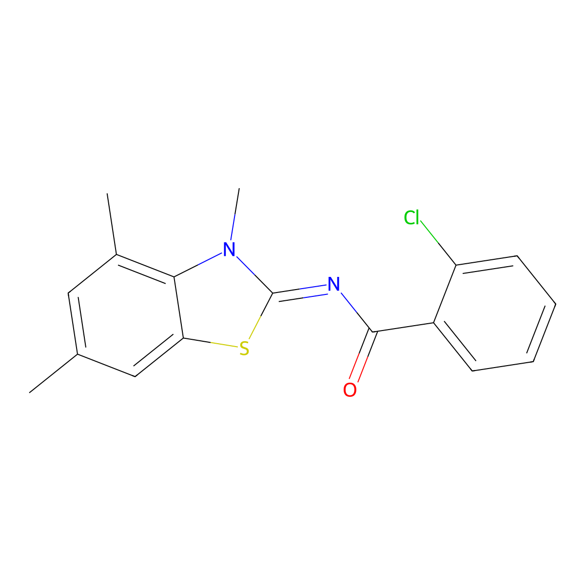 2-chloro-N-(3,4,6-trimethyl-1,3-benzothiazol-2-ylidene)benzamide molecular structure, CAS 681156-53-6