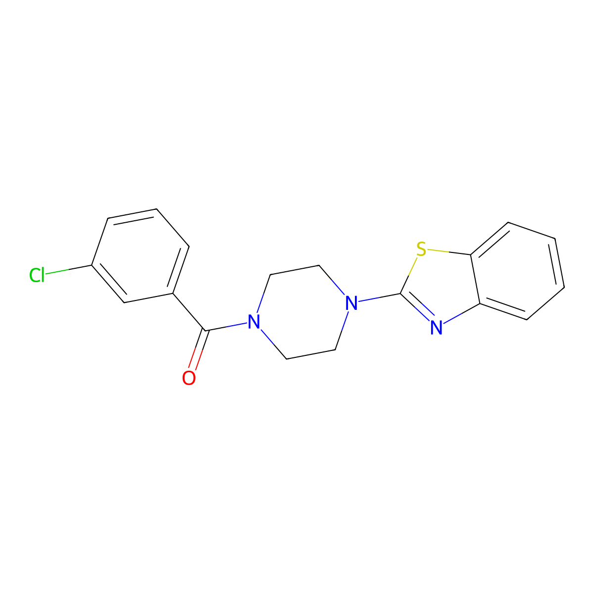 (4-(Benzo[d]thiazol-2-yl)piperazin-1-yl)(3-chlorophenyl)methanone molecular structure, CAS 681156-55-8