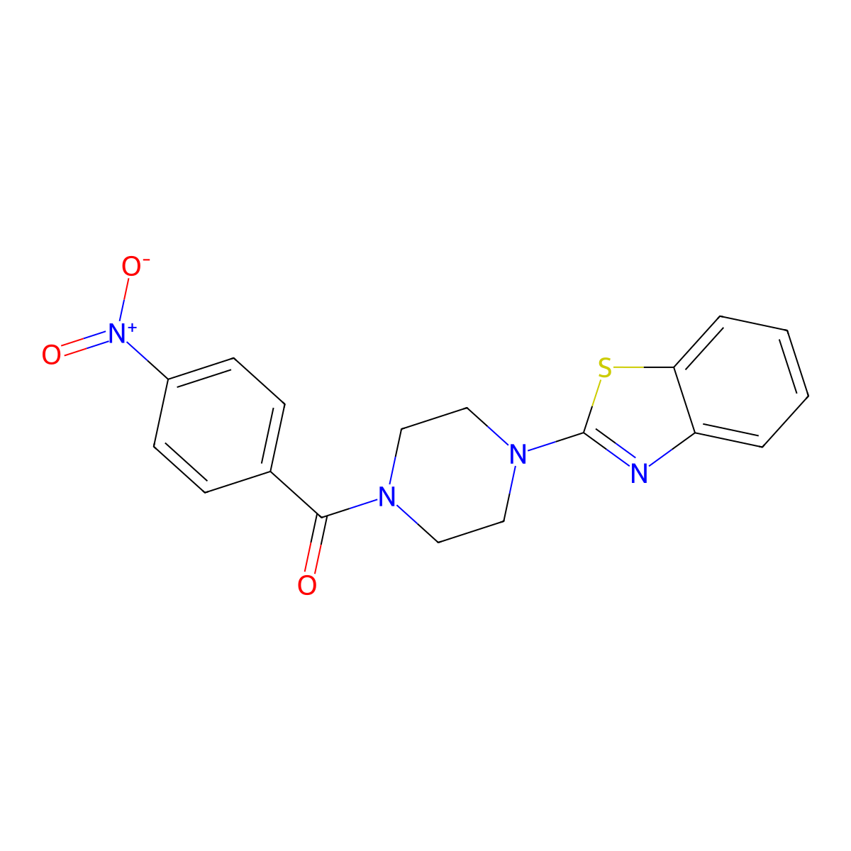 (4-(Benzo[d]thiazol-2-yl)piperazin-1-yl)(4-nitrophenyl)methanone molecular structure, CAS 681156-67-2