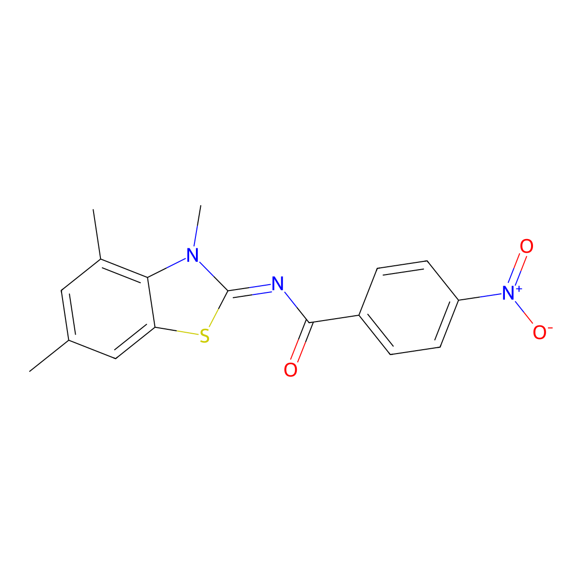 (E)-4-nitro-N-(3,4,6-trimethylbenzo[d]thiazol-2(3H)-ylidene)benzamide molecular structure, CAS 681156-72-9