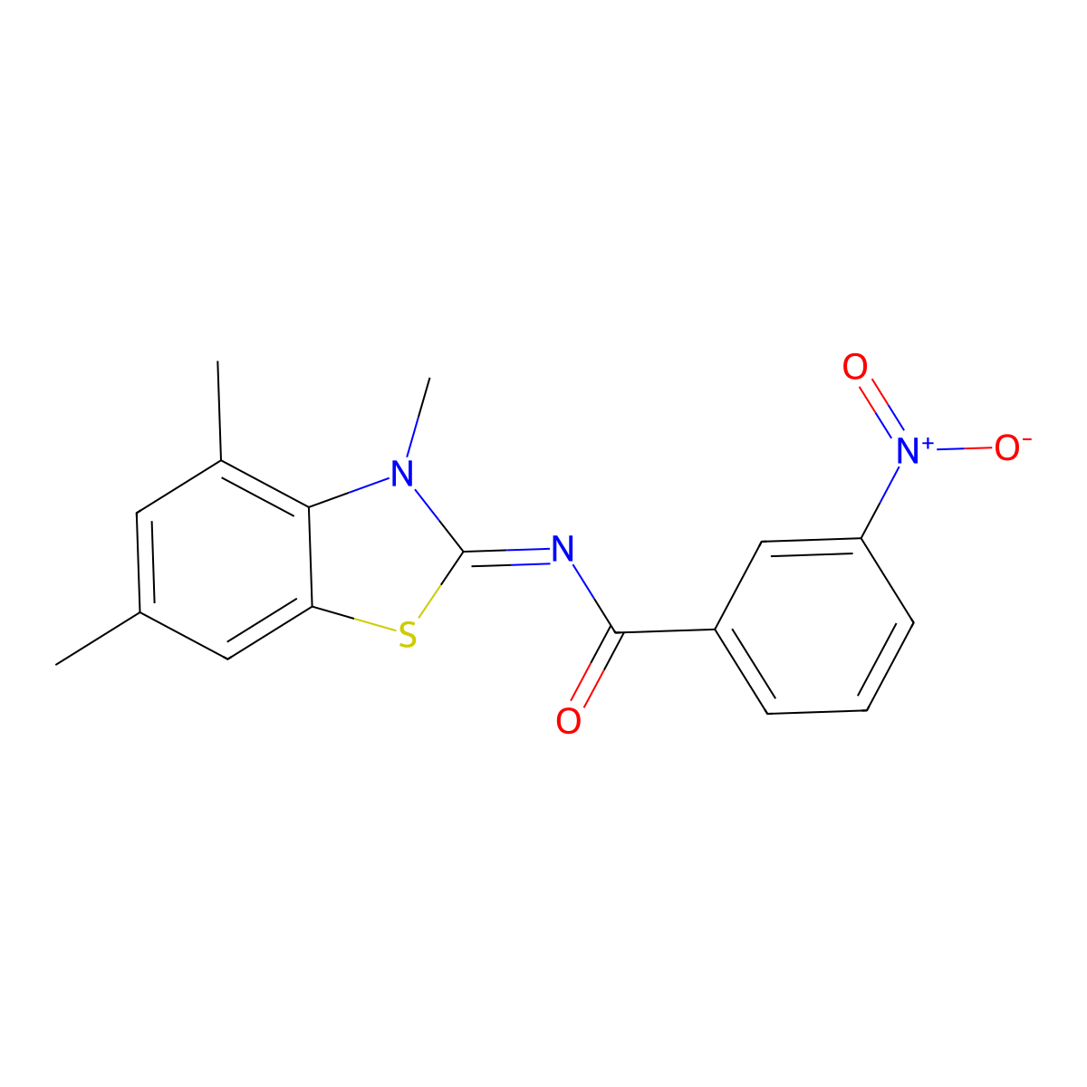 (E)-3-nitro-N-(3,4,6-trimethylbenzo[d]thiazol-2(3H)-ylidene)benzamide molecular structure, CAS 681156-79-6