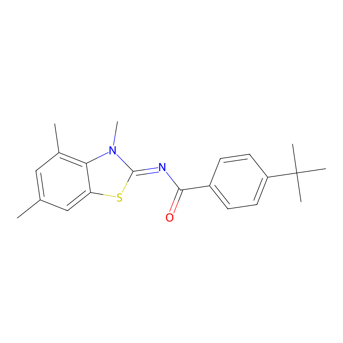 4-tert-butyl-N-(3,4,6-trimethyl-1,3-benzothiazol-2-ylidene)benzamide molecular structure, CAS 681156-85-4