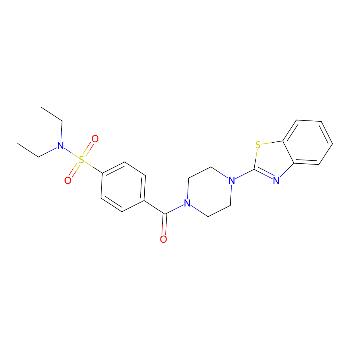 4-(4-(benzo[d]thiazol-2-yl)piperazine-1-carbonyl)-N,N-diethylbenzenesulfonamide molecular structure, CAS 681156-87-6