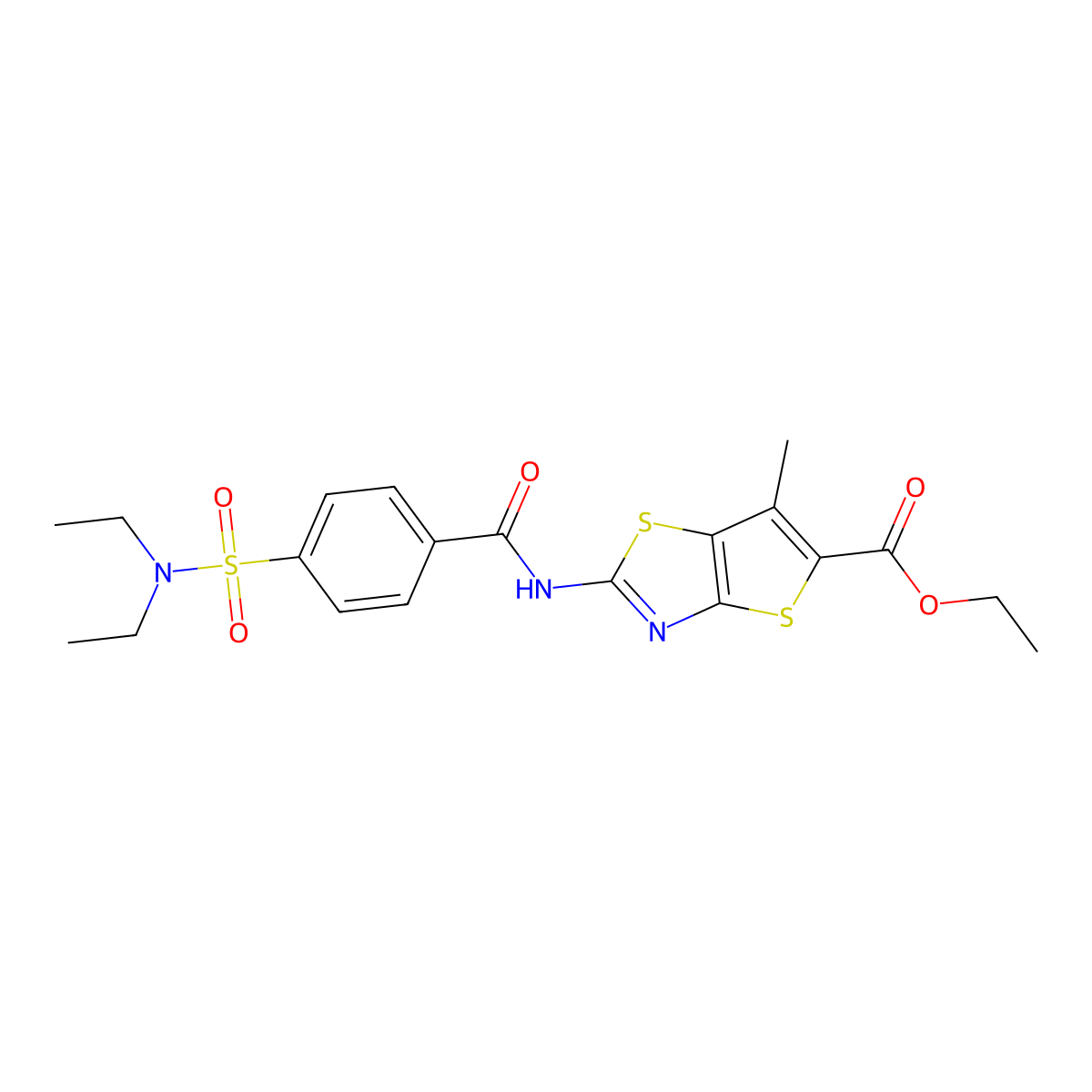 ethyl 2-(4-(N,N-diethylsulfamoyl)benzamido)-6-methylthieno[2,3-d]thiazole-5-carboxylate molecular structure, CAS 681156-90-1