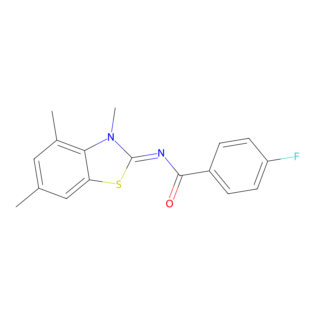 (E)-4-fluoro-N-(3,4,6-trimethylbenzo[d]thiazol-2(3H)-ylidene)benzamide molecular structure, CAS 681157-04-0