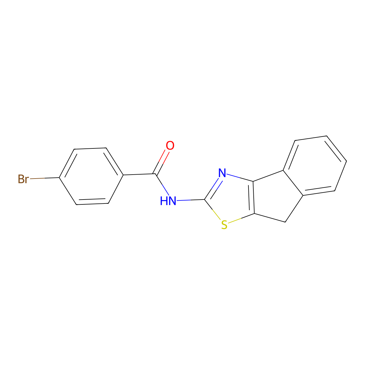 4-bromo-N-(8H-indeno[1,2-d]thiazol-2-yl)benzamide molecular structure, CAS 681157-27-7