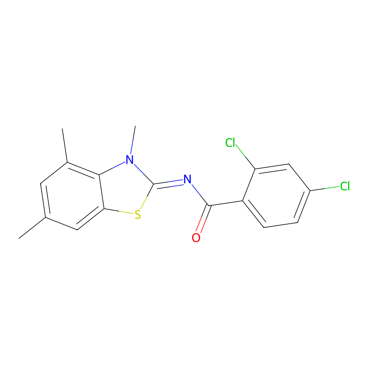 (E)-2,4-dichloro-N-(3,4,6-trimethylbenzo[d]thiazol-2(3H)-ylidene)benzamide molecular structure, CAS 681157-83-5