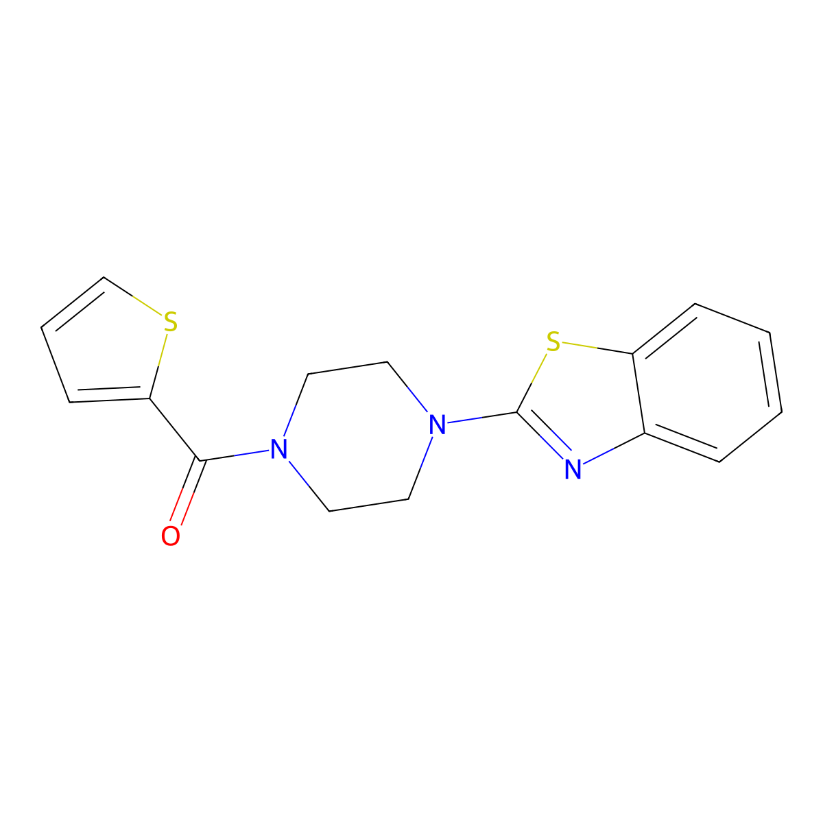 (4-(Benzo[d]thiazol-2-yl)piperazin-1-yl)(thiophen-2-yl)methanone molecular structure, CAS 681157-85-7