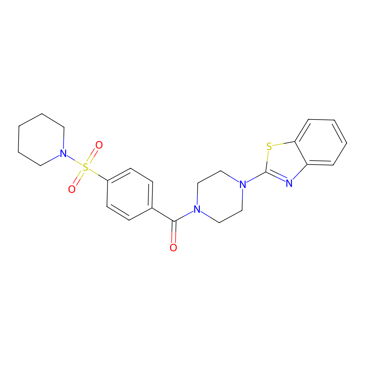 (4-(Benzo[d]thiazol-2-yl)piperazin-1-yl)(4-(piperidin-1-ylsulfonyl)phenyl)methanone molecular structure, CAS 681158-49-6