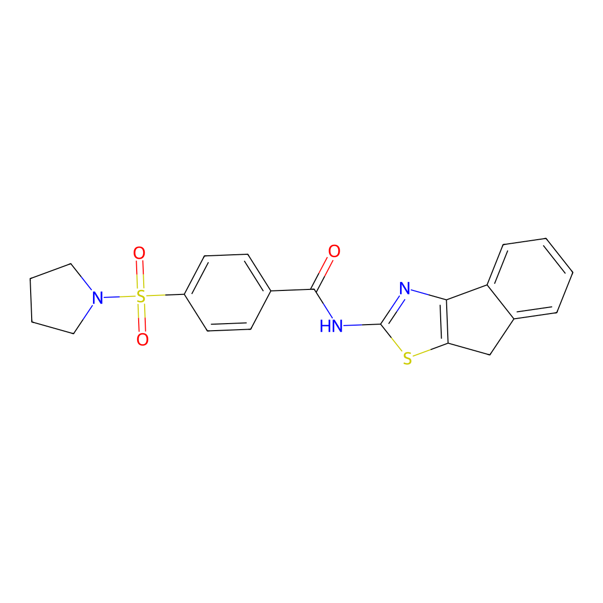 N-(8H-indeno[1,2-d]thiazol-2-yl)-4-(pyrrolidin-1-ylsulfonyl)benzamide molecular structure, CAS 681158-63-4