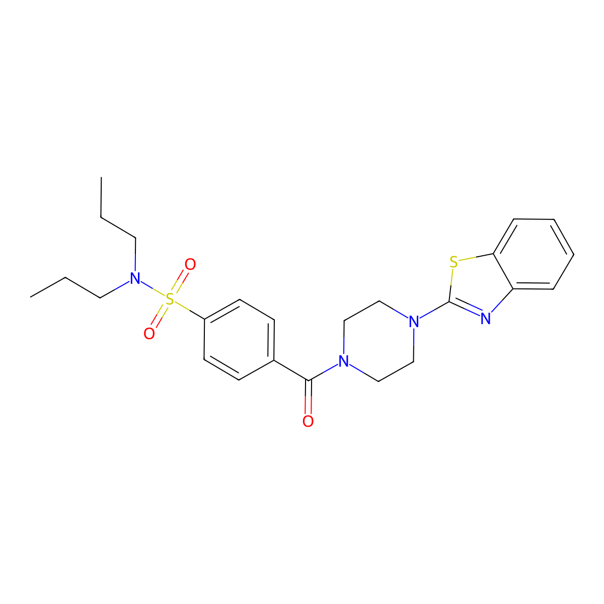 4-(4-(benzo[d]thiazol-2-yl)piperazine-1-carbonyl)-N,N-dipropylbenzenesulfonamide molecular structure, CAS 681158-73-6