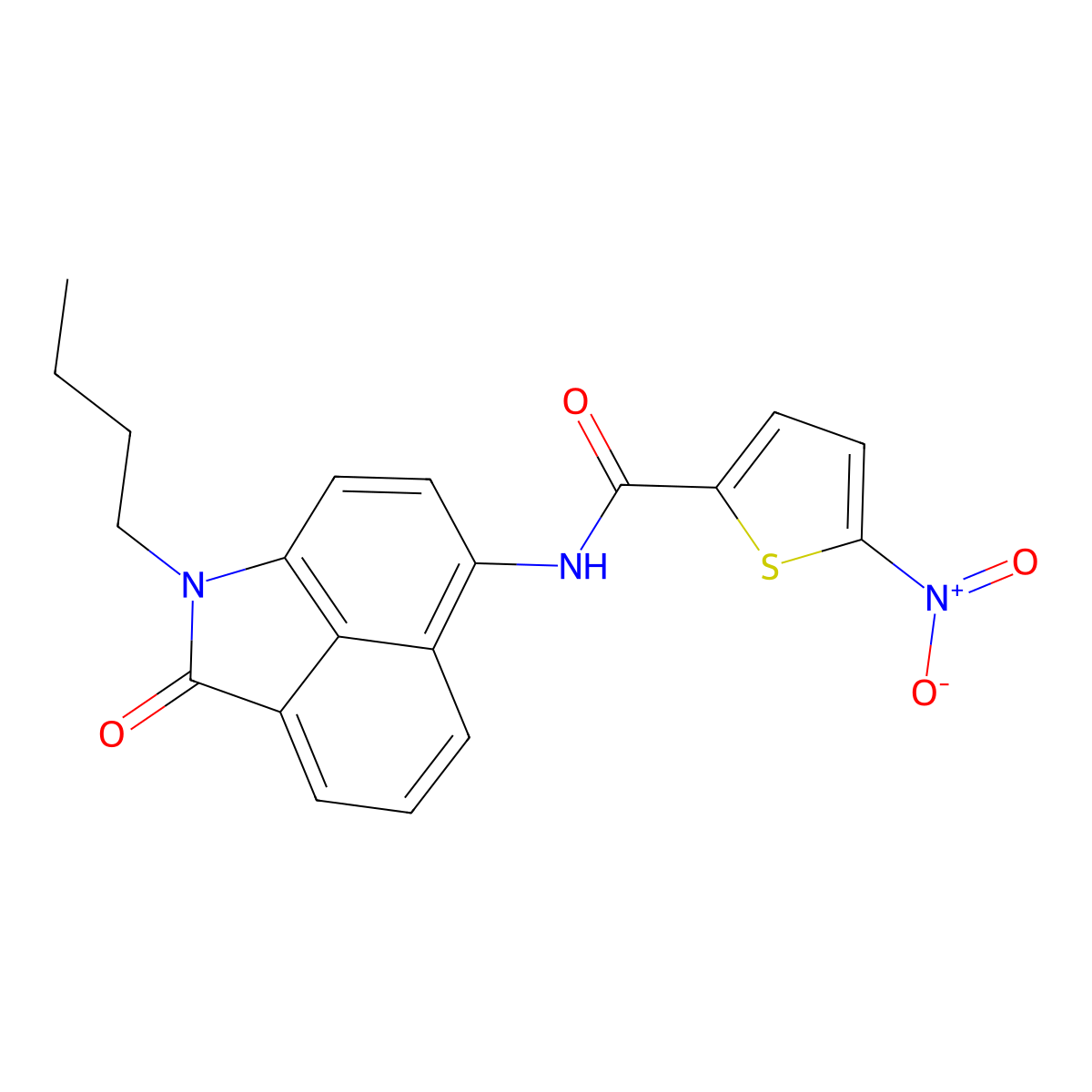 N-(1-butyl-2-oxo-1,2-dihydrobenzo[cd]indol-6-yl)-5-nitrothiophene-2-carboxamide molecular structure, CAS 681159-18-2