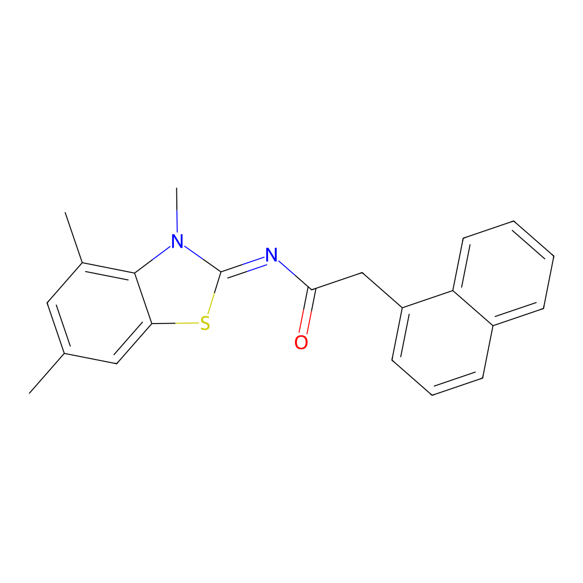 (E)-2-(naphthalen-1-yl)-N-(3,4,6-trimethylbenzo[d]thiazol-2(3H)-ylidene)acetamide molecular structure, CAS 681159-40-0