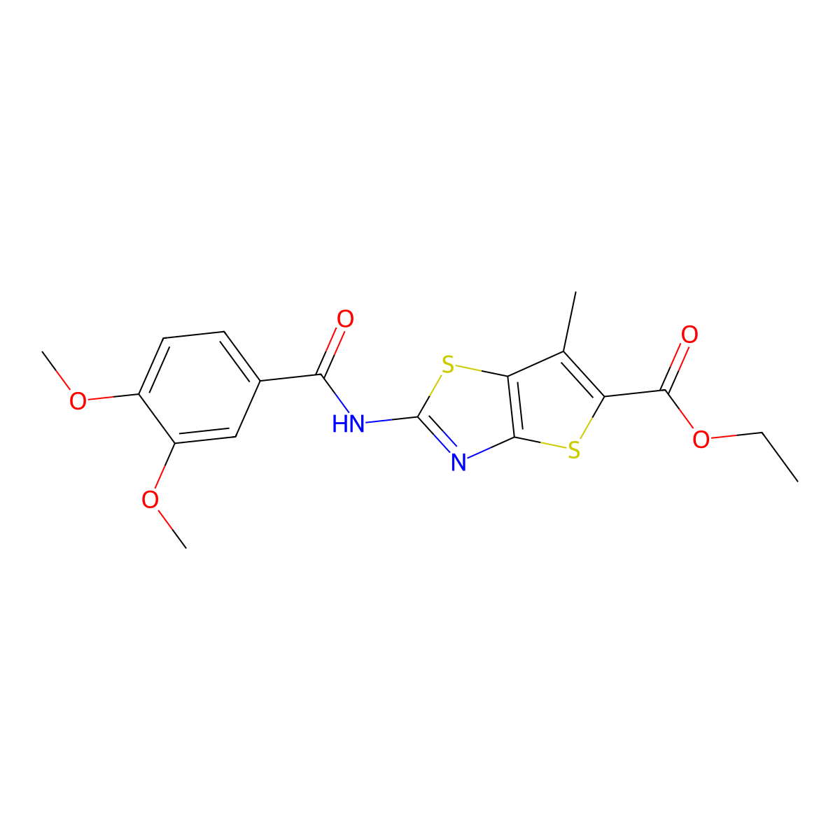 Ethyl 2-(3,4-dimethoxybenzamido)-6-methylthieno[2,3-d]thiazole-5-carboxylate molecular structure, CAS 681159-53-5
