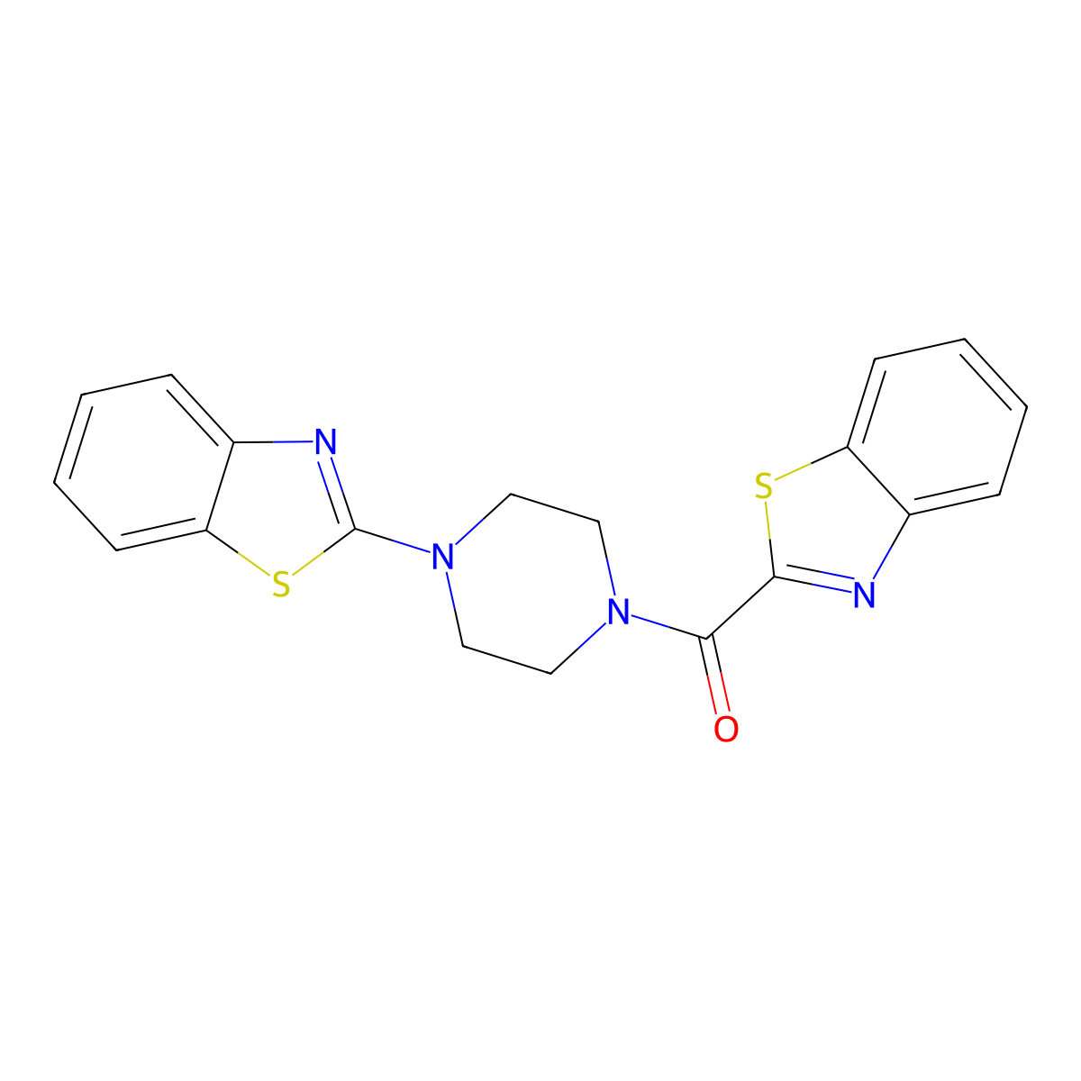 Benzo[d]thiazol-2-yl(4-(benzo[d]thiazol-2-yl)piperazin-1-yl)methanone molecular structure, CAS 681159-63-7