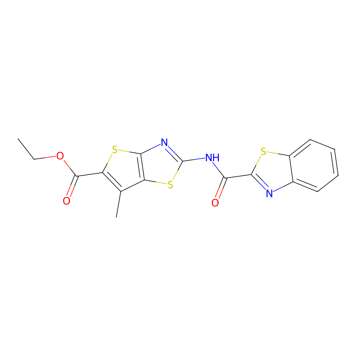 Ethyl 2-(benzo[d]thiazole-2-carboxamido)-6-methylthieno[2,3-d]thiazole-5-carboxylate molecular structure, CAS 681159-66-0