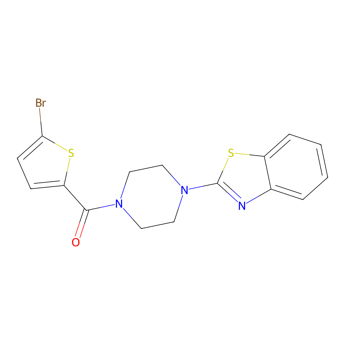 (4-(Benzo[d]thiazol-2-yl)piperazin-1-yl)(5-bromothiophen-2-yl)methanone molecular structure, CAS 681159-84-2
