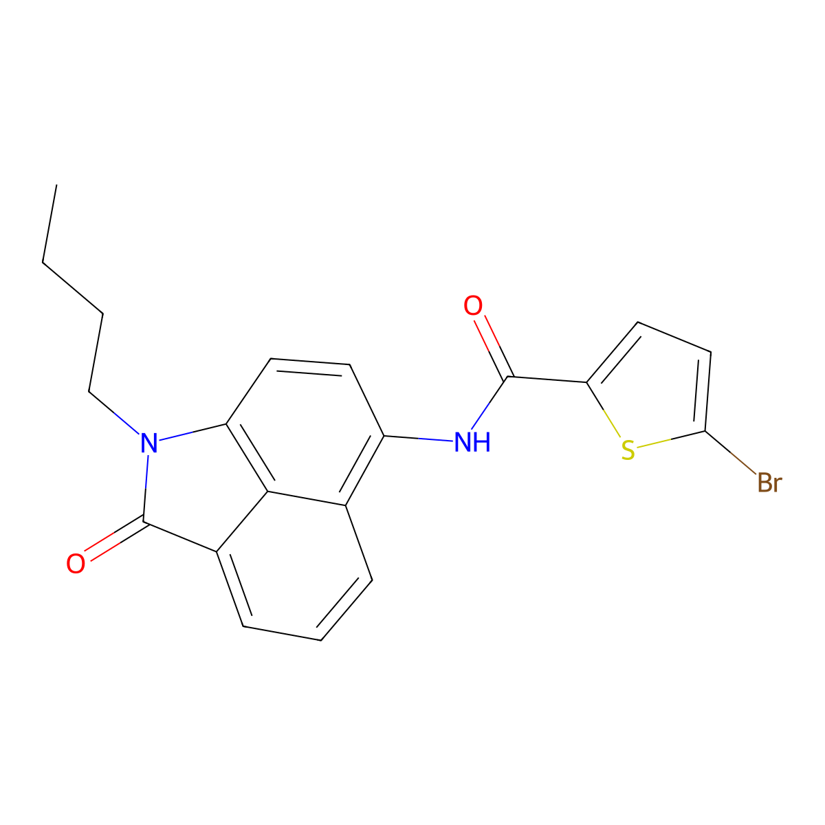 5-bromo-N-(1-butyl-2-oxo-1,2-dihydrobenzo[cd]indol-6-yl)thiophene-2-carboxamide molecular structure, CAS 681159-88-6