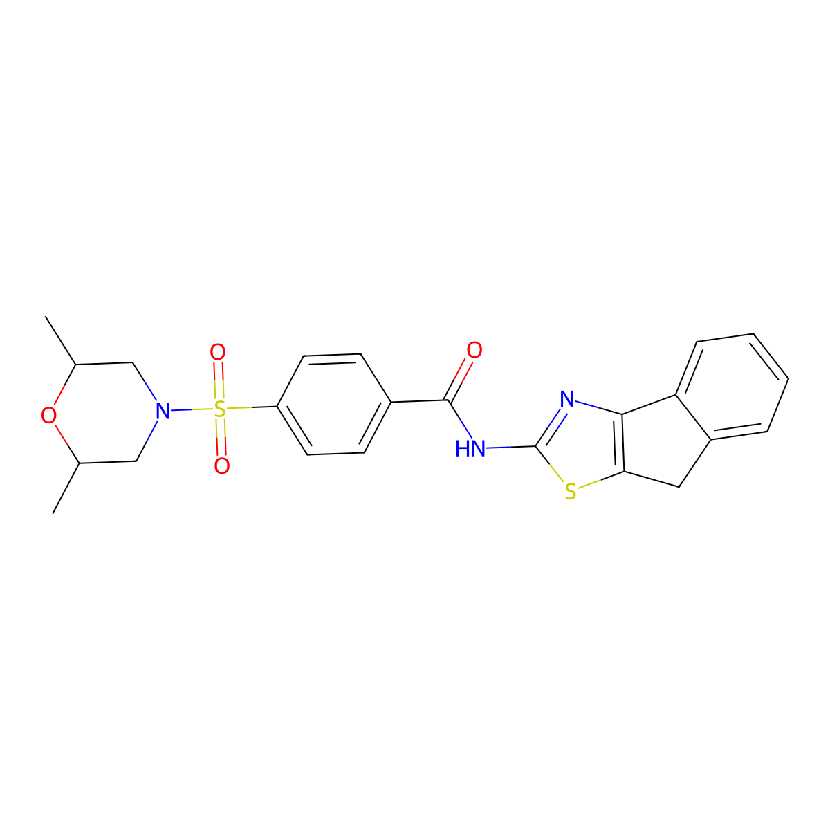 4-((2,6-dimethylmorpholino)sulfonyl)-N-(8H-indeno[1,2-d]thiazol-2-yl)benzamide molecular structure, CAS 681161-86-4