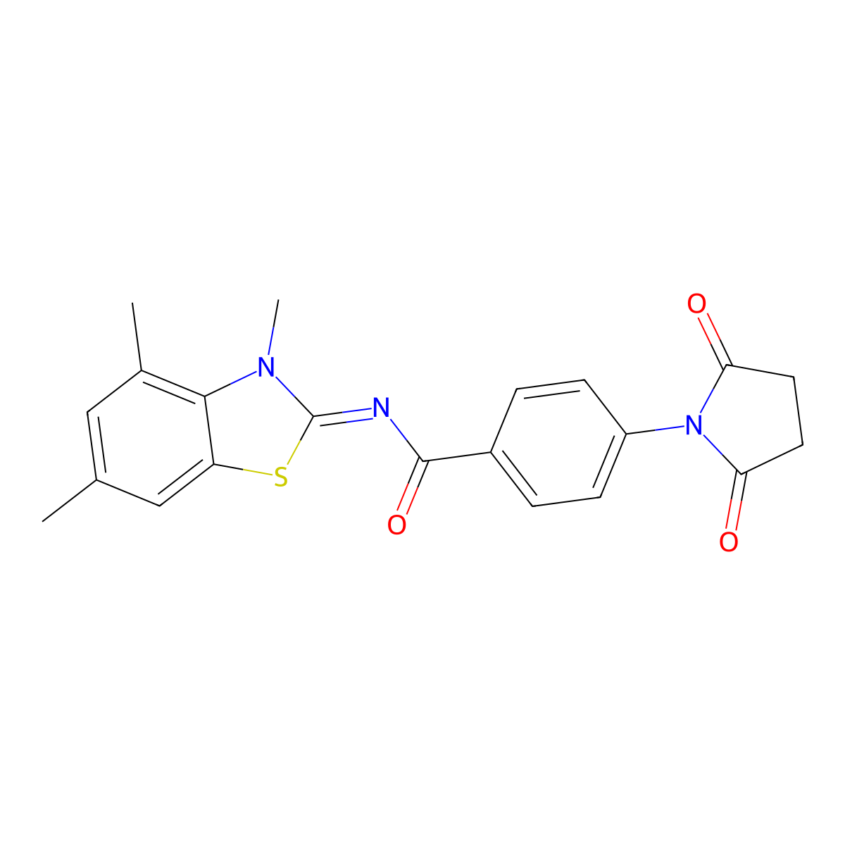 (E)-4-(2,5-dioxopyrrolidin-1-yl)-N-(3,4,6-trimethylbenzo[d]thiazol-2(3H)-ylidene)benzamide molecular structure, CAS 681162-02-7