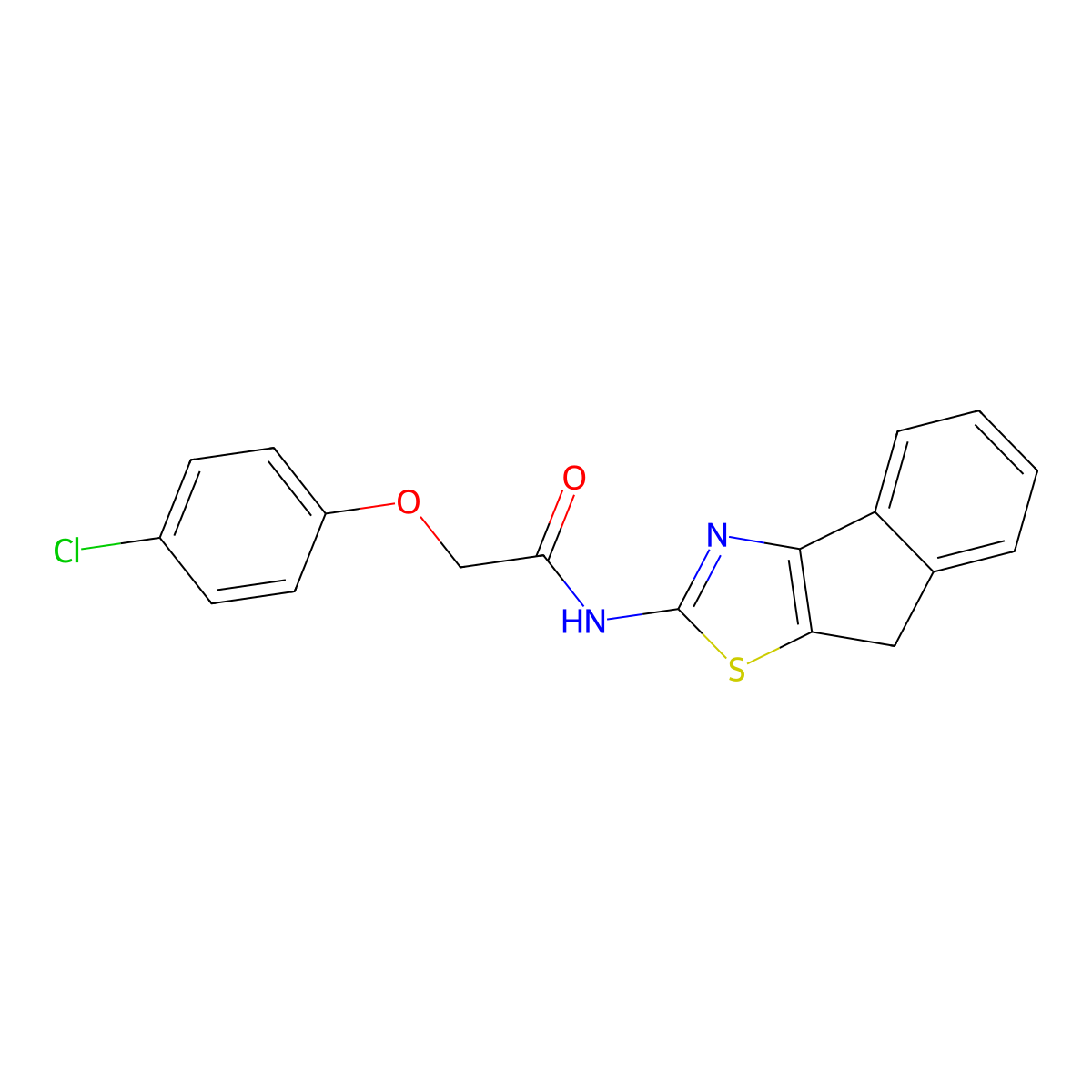 2-(4-chlorophenoxy)-N-(8H-indeno[1,2-d]thiazol-2-yl)acetamide molecular structure, CAS 681162-27-6