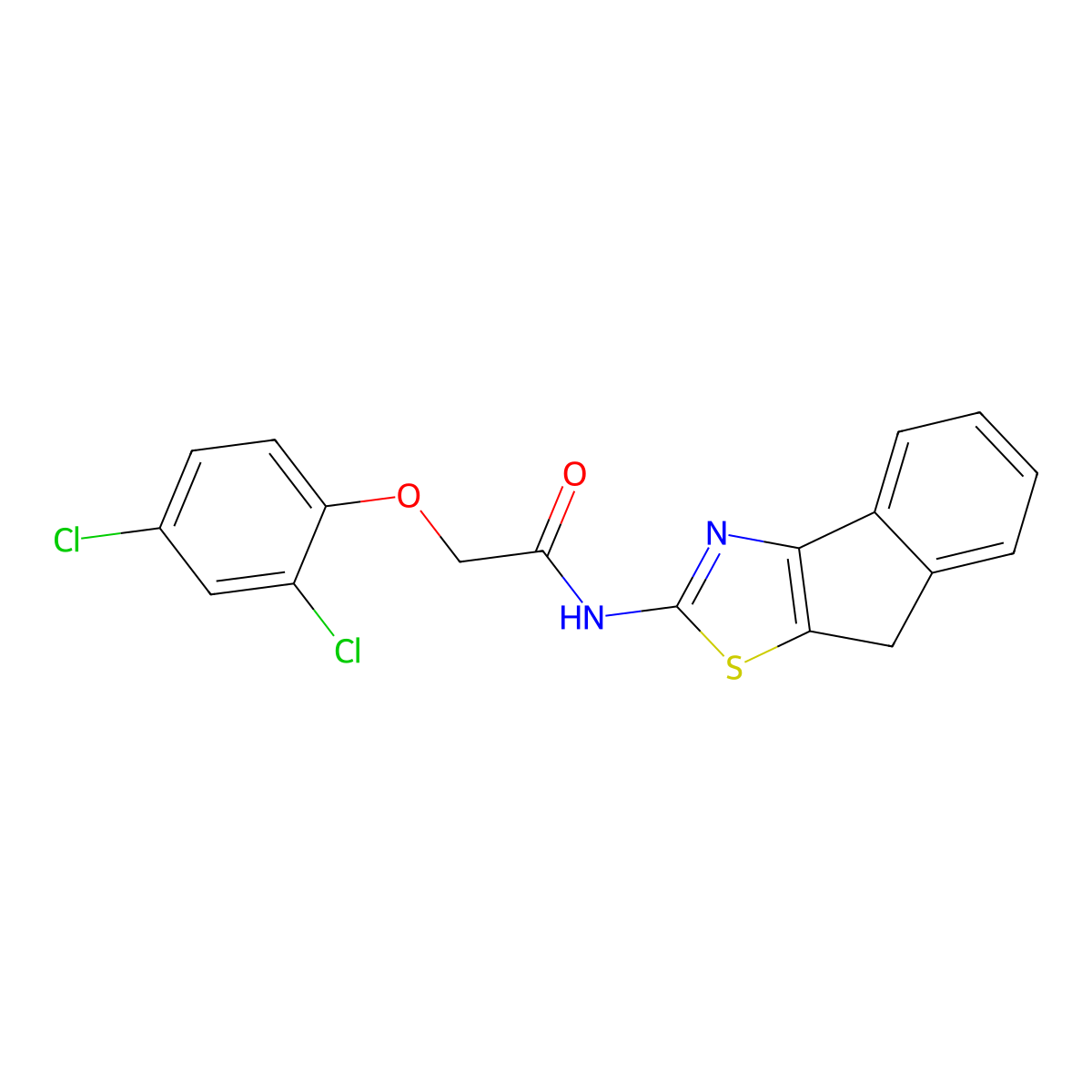 2-(2,4-dichlorophenoxy)-N-(8H-indeno[1,2-d]thiazol-2-yl)acetamide molecular structure, CAS 681162-33-4