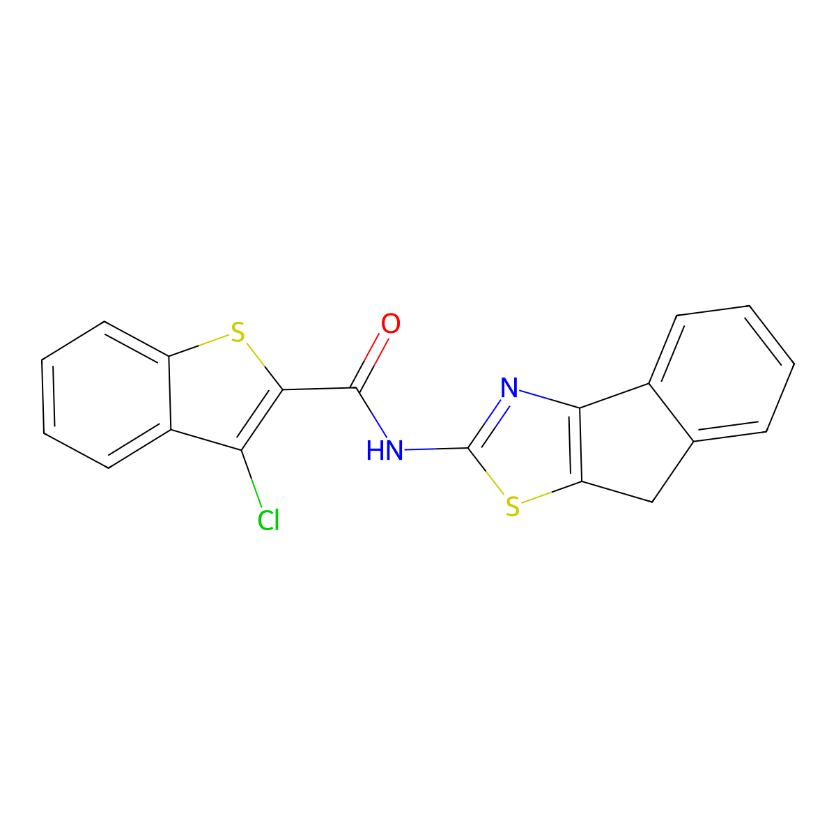 3-chloro-N-(8H-indeno[1,2-d]thiazol-2-yl)benzo[b]thiophene-2-carboxamide molecular structure, CAS 681162-40-3
