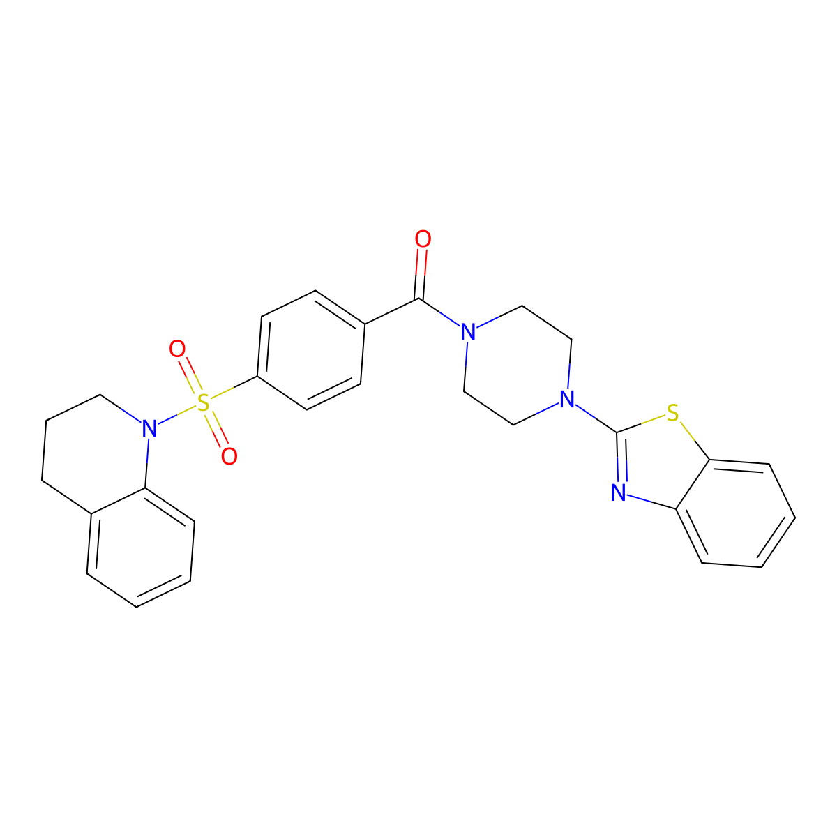 (4-(benzo[d]thiazol-2-yl)piperazin-1-yl)(4-((3,4-dihydroquinolin-1(2H)-yl)sulfonyl)phenyl)methanone molecular structure, CAS 681162-59-4