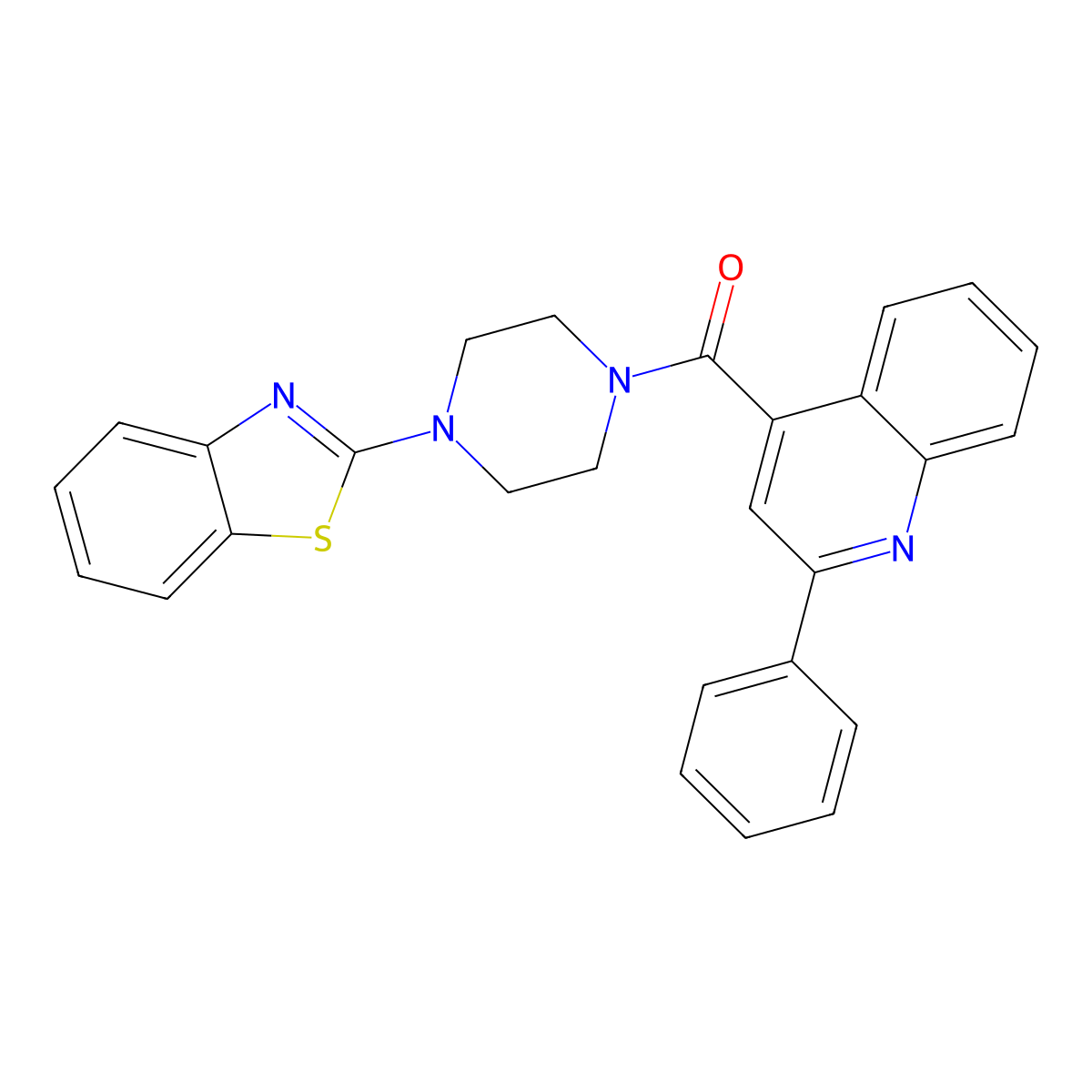 (4-(Benzo[d]thiazol-2-yl)piperazin-1-yl)(2-phenylquinolin-4-yl)methanone molecular structure, CAS 681162-76-5