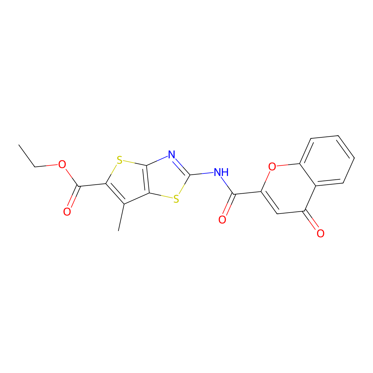 ethyl 6-methyl-2-(4-oxo-4H-chromene-2-carboxamido)thieno[2,3-d]thiazole-5-carboxylate molecular structure, CAS 681163-16-6