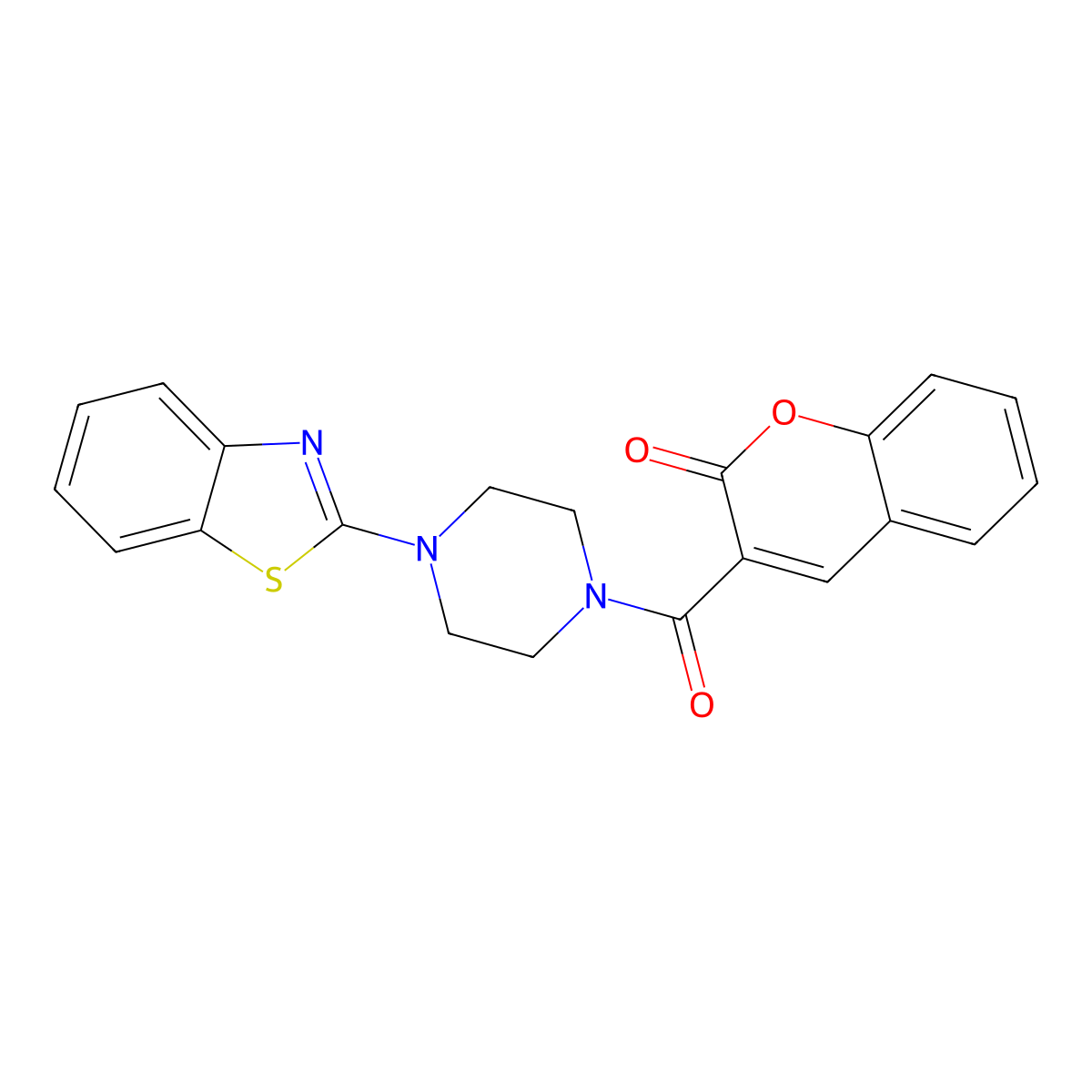 3-(4-(benzo[d]thiazol-2-yl)piperazine-1-carbonyl)-2H-chromen-2-one molecular structure, CAS 681163-23-5