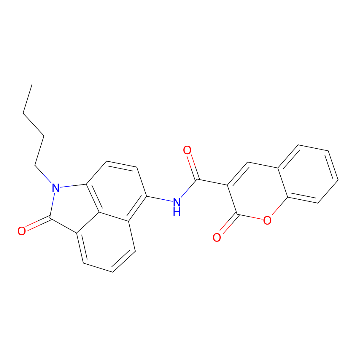 N-(1-butyl-2-oxo-1,2-dihydrobenzo[cd]indol-6-yl)-2-oxo-2H-chromene-3-carboxamide molecular structure, CAS 681163-27-9
