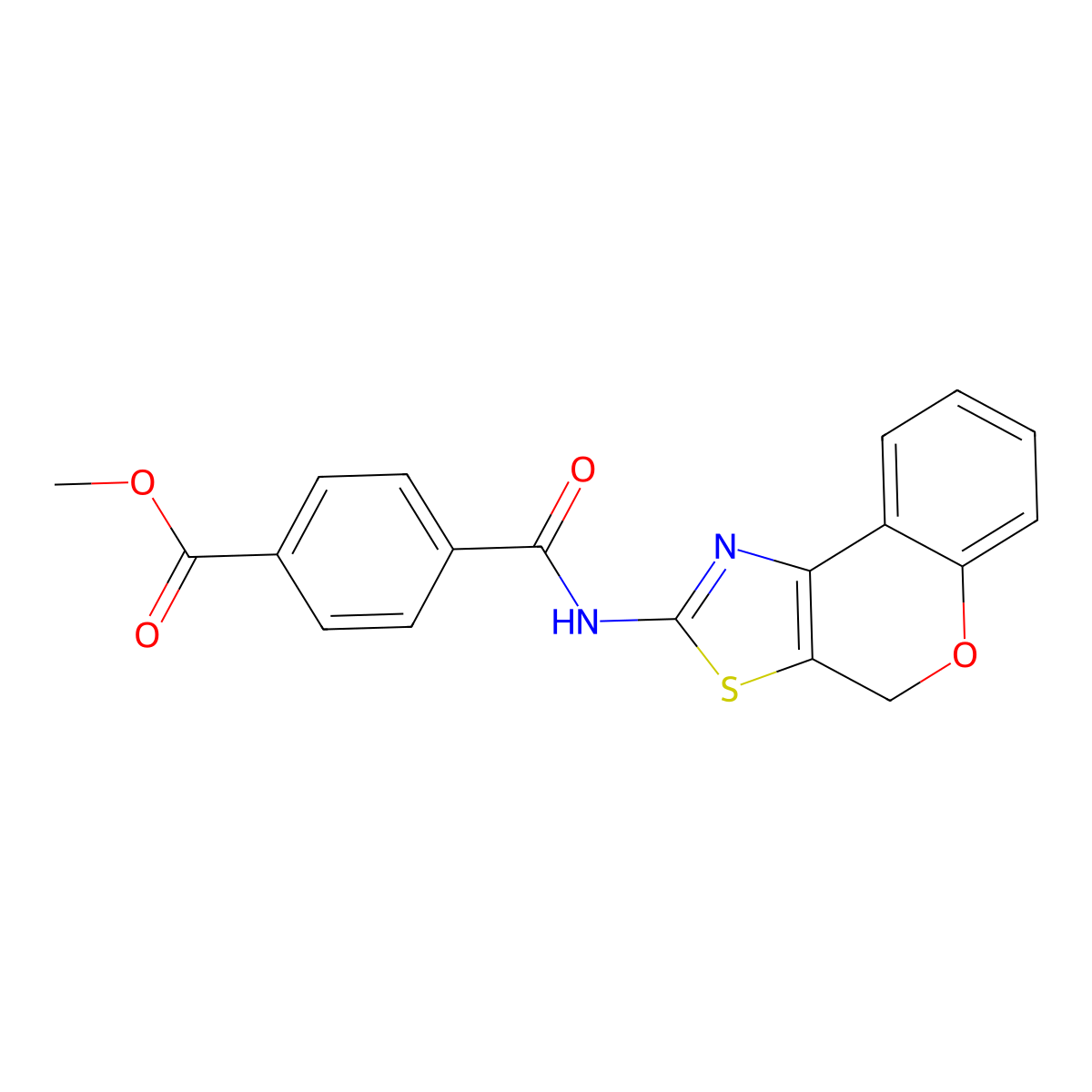 methyl 4-((4H-chromeno[4,3-d]thiazol-2-yl)carbamoyl)benzoate molecular structure, CAS 681163-86-0