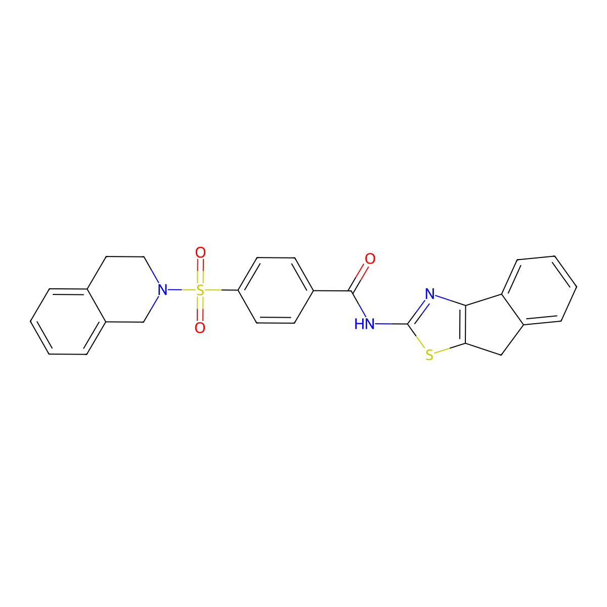 4-((3,4-dihydroisoquinolin-2(1H)-yl)sulfonyl)-N-(8H-indeno[1,2-d]thiazol-2-yl)benzamide molecular structure, CAS 681164-07-8