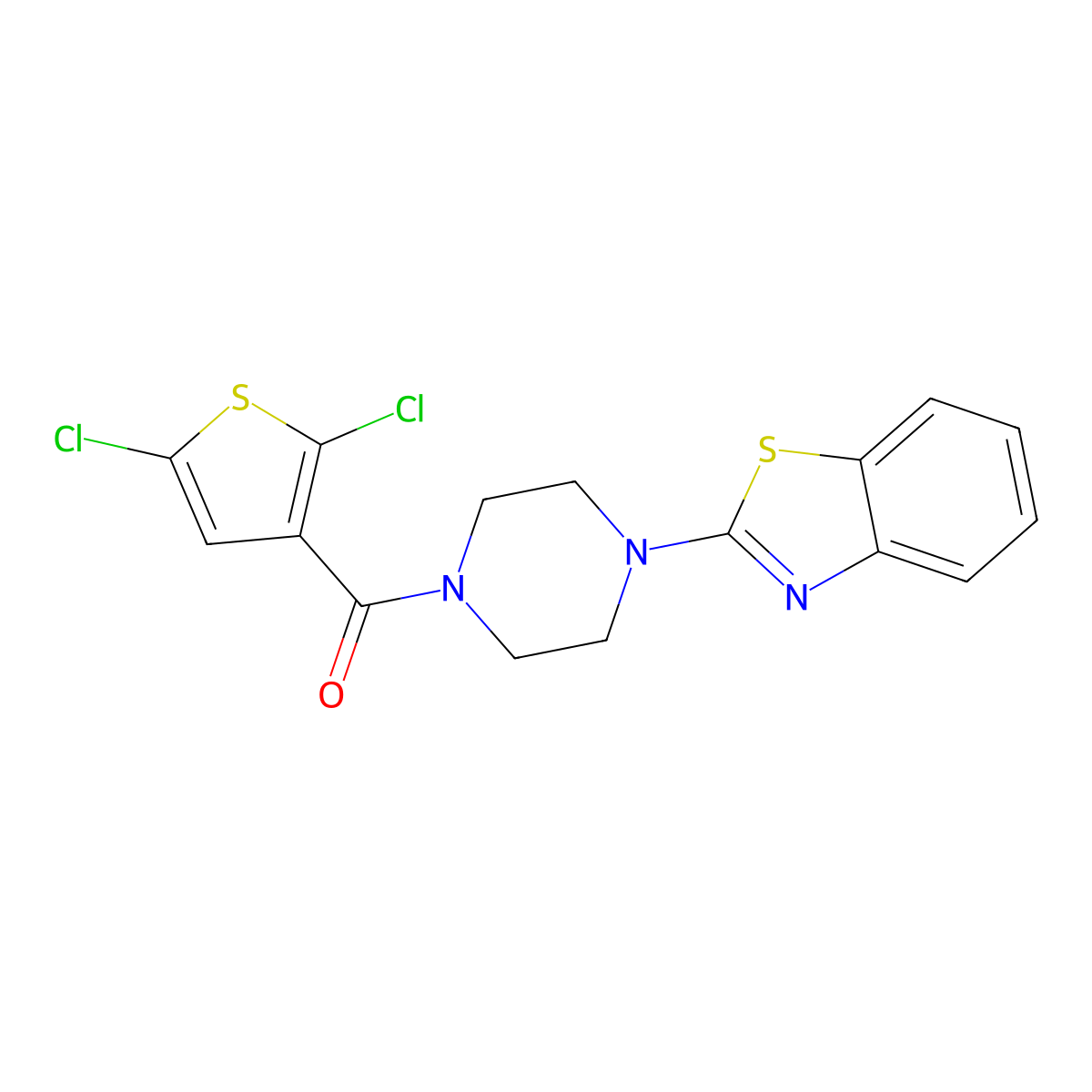 (4-(Benzo[d]thiazol-2-yl)piperazin-1-yl)(2,5-dichlorothiophen-3-yl)methanone molecular structure, CAS 681164-50-1