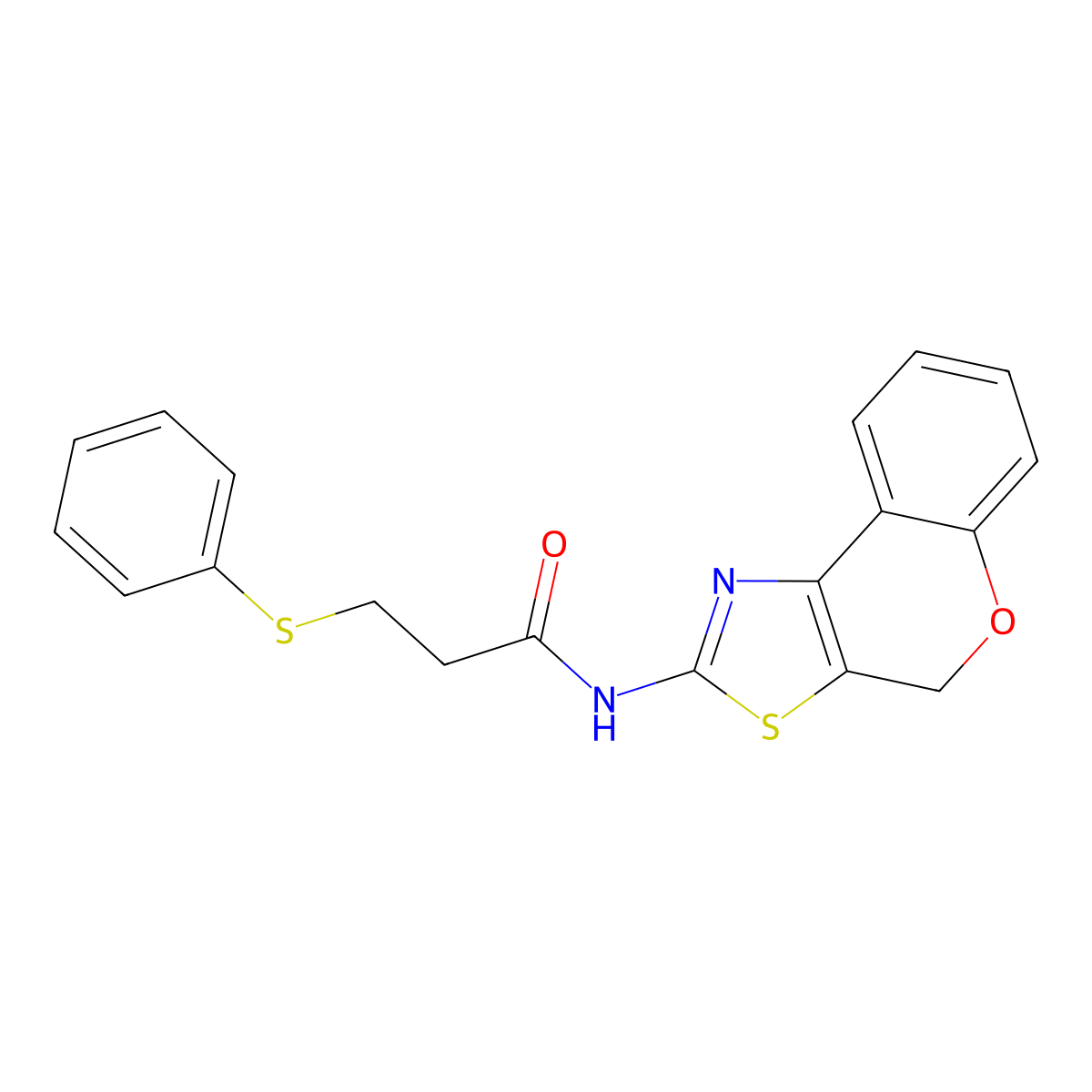 N-(4H-chromeno[4,3-d]thiazol-2-yl)-3-(phenylthio)propanamide molecular structure, CAS 681165-48-0