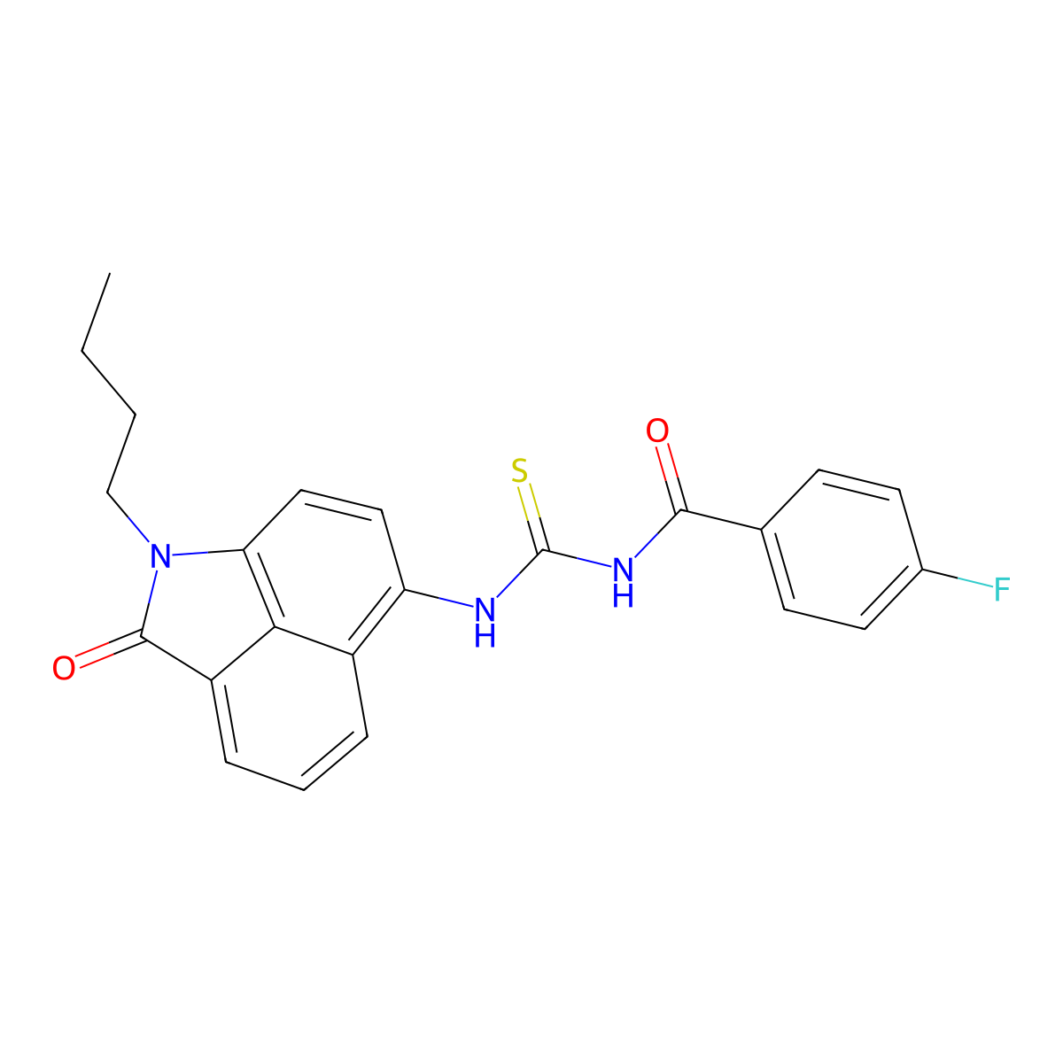 N-((1-butyl-2-oxo-1,2-dihydrobenzo[cd]indol-6-yl)carbamothioyl)-4-fluorobenzamide molecular structure, CAS 681165-79-7