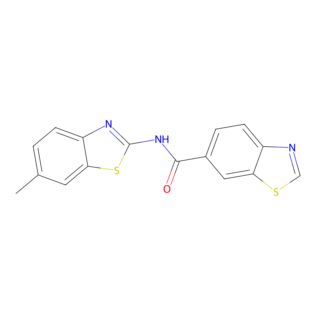 N-(6-methyl-1,3-benzothiazol-2-yl)-1,3-benzothiazole-6-carboxamide molecular structure, CAS 681166-73-4